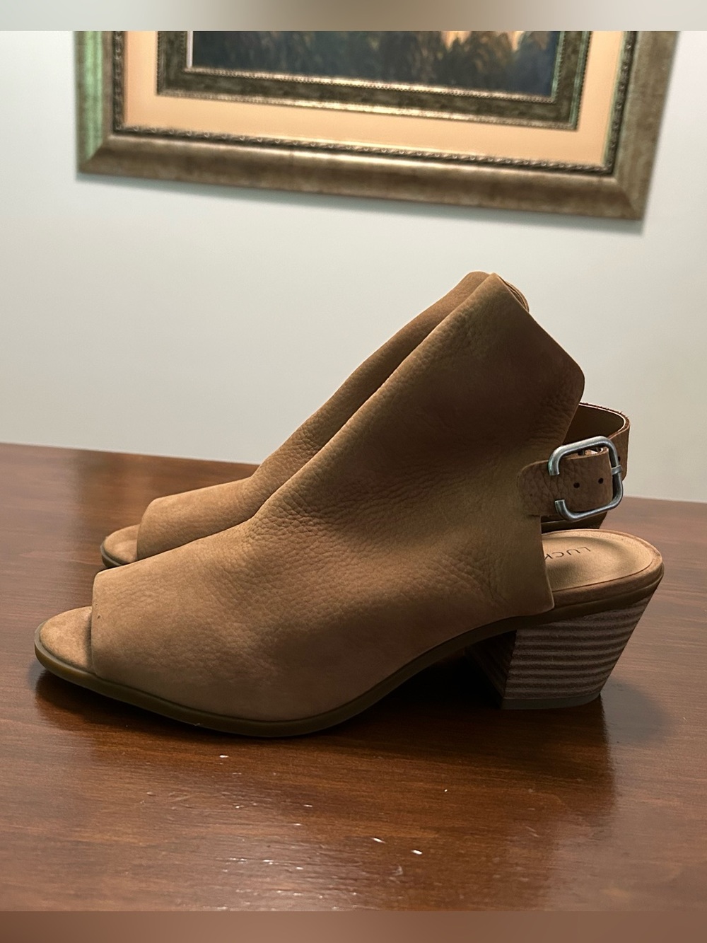 Lucky Brand Bray Heel (Style: LKBRAY  Open Toe Bootie Shoes, Size 9W